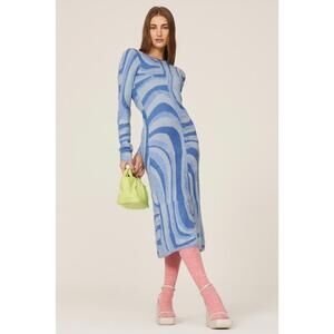 House of Sunny Blue Knit Moon Sweater Dress Size 10